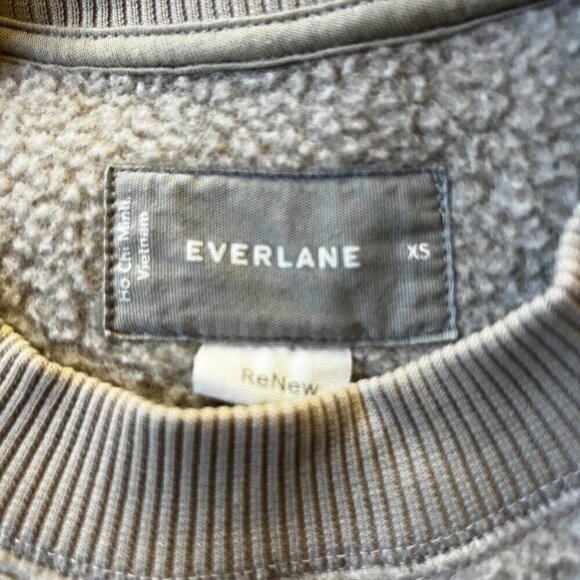EVERLANE ReNew Fleece Sherpa Sweatshirt - Oatmeal - Raglan Sleeve EUC - Size XS - Picture 6 of 7